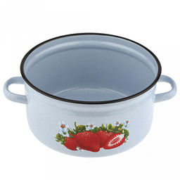 Сочная клубника Кастрюля эмалированная 5,5л, форма цилиндрическая, металлическая крышка, металлические ручки, белый рябчик (Россия) - Домашняя мода фото 3