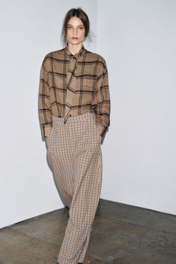 CHECK SHIRT WITH SCARF COLLAR ZW COLLECTION