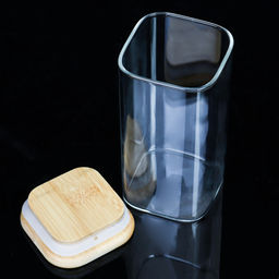 Банка квадратная бамбуковая крышка 350 мл диаметр 60/12 см / LCSC2107 /уп 120/ - Галеонтрейд фото 6