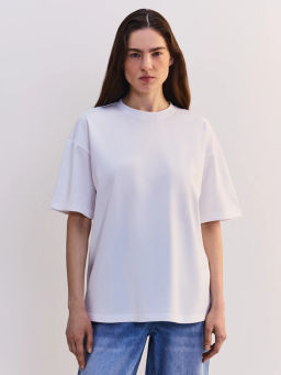 Футболка свободного кроя из хлопка OVERSIZE0726-1 / Zarina