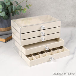 Шкатулка акриловая 5 слоев бежевая 23,5х13,5х16,5 см / XY2844-5 /уп 24/