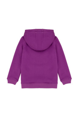 K_z _ocuk Violet Basic Kap__onlu Sweatshirt