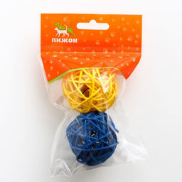 Набор из 2 плетёных шариков из лозы без бубенчиков, 5 см, фиолетовый/розовый - Пижон фото 4