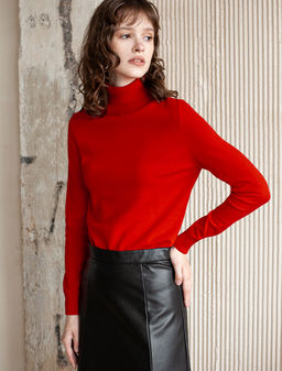 VILATTE / Водолазка тонкой вязки из хлопка с нейлоном