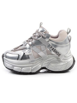 03-18C GREY/SILVER Кроссовки женские (натуральная кожа, искусственная кожа)