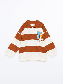 Polo Yaka Bask?l? Erkek Bebek Sweatshirt ve E?ofman Alt 2li Tak?m - Waikiki фото 2