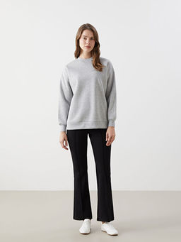 Parlak G?r?n?ml? Oversize Kad?n Kal?n Sweatshirt Tunik