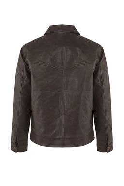 Kahverengi Regular Fit %100 PU Suni Deri Erkek Mont TMNAW26MO00010 - Trendyolmilla фото 7