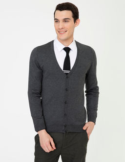 Gri Melanj Slim Fit Basic D__meli Triko H_rka