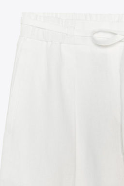 LINEN BLEND WIDE-LEG TROUSERS WITH BELT - Zara фото 8