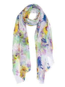 Палантин с цветочным принтом в акварельном стиле
