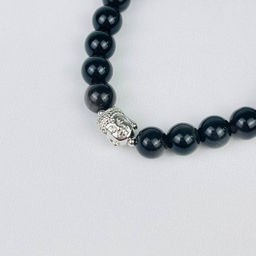 Браслет Будда из серебристого Обсидиана 17 см - Радуга самоцветов фото 3