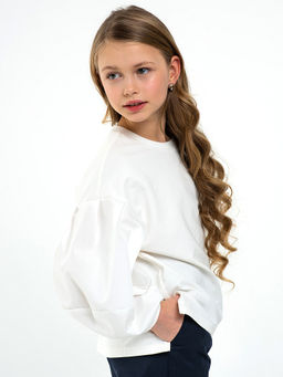 Молочный школьный свитшот Mooriposh, модель 1617  фото 3