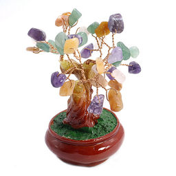 Дерево счастья с различными камнями - символ обретения всех благ 9см