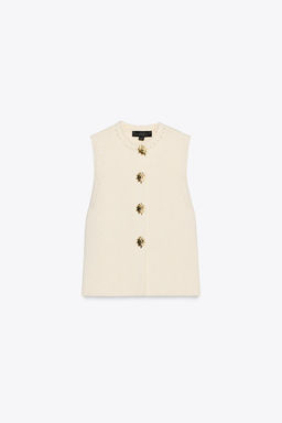 KNITTED TOP WITH GOLD BUTTONS - Zara фото 5