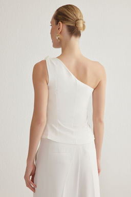 Trendyolmilla Beyaz Kol Dugum Detayl? Dokuma Bluz TPRSS25BZ00021