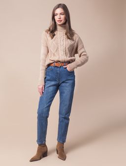 Джинсы mom-fit из 100% хлопкового денима - Vilatte фото 6