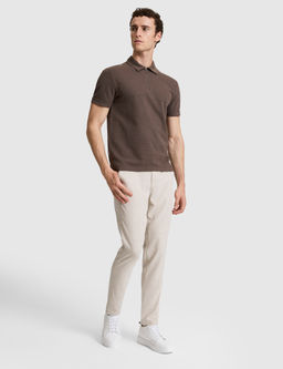 Bej Slim Fit Beli Latikli Kanvas Pantolon