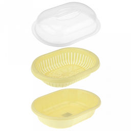 "Жасмин" Хлебница пластмассовая 31х24х13см, со вставкой, прозрачная крышка, полипропилен, т.м. NECO (Россия)