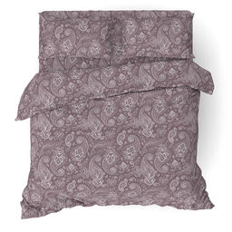 Постельное белье, комплект 1,5 спальный "Восточные огурцы, коричневый", 4 предмета: пододеяльник 145х215см, простыня классическая 150х220см, 2 наволочки 70х70см с клапаном-запахом, бязь "Комфорт" 121г/м2, хлопок 100%, упаковка "классическая" ПВХ 32х4