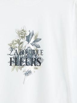 Bisiklet Yaka Bask?l? Kad?n Ti??rt