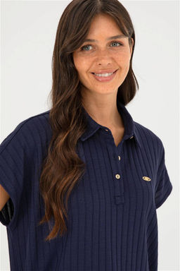 Женская темно-синяя футболка с воротником-поло Неожиданная скидка в корзине - U.s. polo assn фото 2