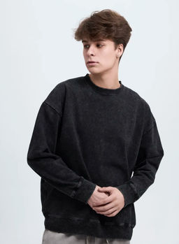 KM1856 Свитшот OVER SIZE (футер-двухнитка) ЧЕРНЫЙ