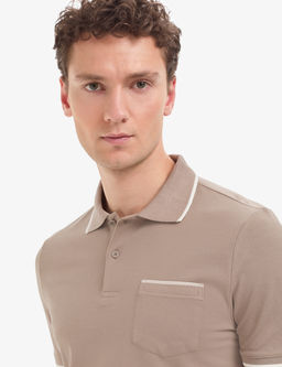 Kahverengi Regular Fit %100 Pamuk D__meli Polo Yaka Ti__rt