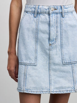 Джинсовая юбка мини с накладными карманами / Zarina фото 6