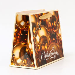 Цена за 2 шт. Пакет ламинированный «Золотые шары», MS 23×18×10 см