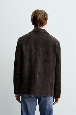 SUEDE LEATHER OVERSHIRT AARON LEVINE X ZARA  фото 11