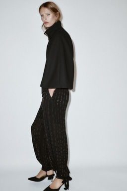 SHORT WOOL COAT WITH CAPE SLEEVES AND BELT - Zara фото 5