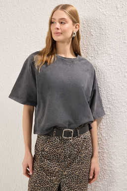 TRENDYOLMILLA Pembe Relaxed/Rahat Kal?p Crop Orme T-Shirt TWOSS25TS00017 фото 3