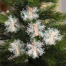 Прищепки декоративные новогодние «Снежинки» белые, 6 шт.