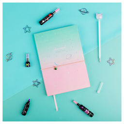 Ежедневник MESHU недатир. А5 136л. кожзам "Space plans" (MS_53624) тонир. блок, резинка с подвеской, голограф. срез, ляссе