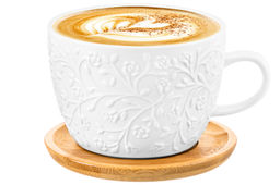 Чашка для капучино и кофе латте 500 мл 15*12,8*8,5 см Веточки-цветочки+ дерев. подставка - Elan gallery фото 9