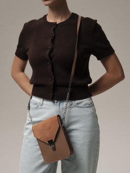 Сумка замшевая кросс-боди Deboro 31023 кирпич