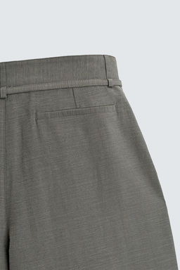 PANTAL?N BALLOON FIT PLIEGUES CINTUR?N / Verde gris - Zara фото 9