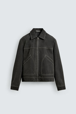 CAZADORA EFECTO LAVADO PESPUNTES / Gris oscuro - Zara фото 8