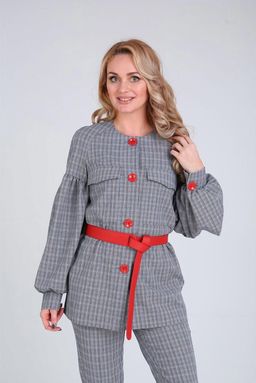 Костюм Gamma & Gracia 445 серый синяя клетка  фото 4