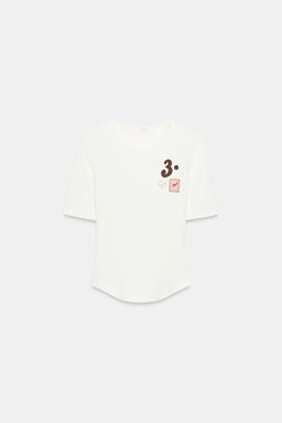 CAMISETA MANGA CORTA ETIQUETA / Blanco - Zara фото 3