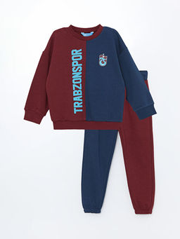 Bisiklet Yaka Trabzonspor Bask?l? Erkek ?ocuk Sweatshirt ve E?ofman Alt 2li Tak?m