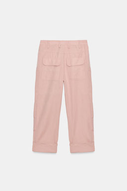 PANTAL?N CARGO CON LINO ZW COLLECTION / Rosa claro - Zara фото 6