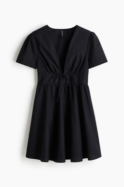 Vestido en popelina de algod?n con escote en V