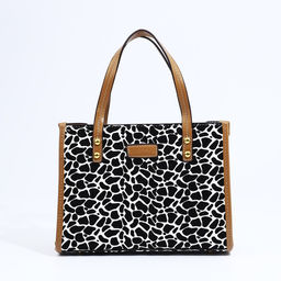 Сумка-тоут на молнии, цвет белый/чёрный