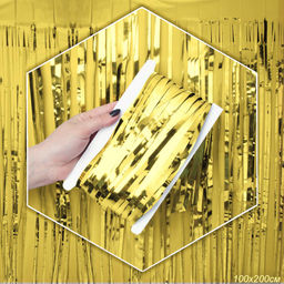 Дождь занавес 100x200 см золото / NGA-15 /уп 10/300/для фотозоны на клейкой ленте - ГалеонТрейд фото 2