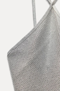 KNIT OPEN BACK CROP TOP WITH RHINESTONES - Zara фото 13