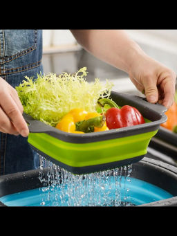 Дуршлаг-сито силиконовый складной прямоуголный 22см ID8834 - Мхт фото 7