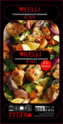Форма стекл. для запекания 2,7 л 34*22 арт. KL-3211
