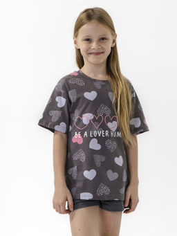 CHILLEASY 180007C-29 Комплект пижама для девочки (футболка, шорты), Антрацит